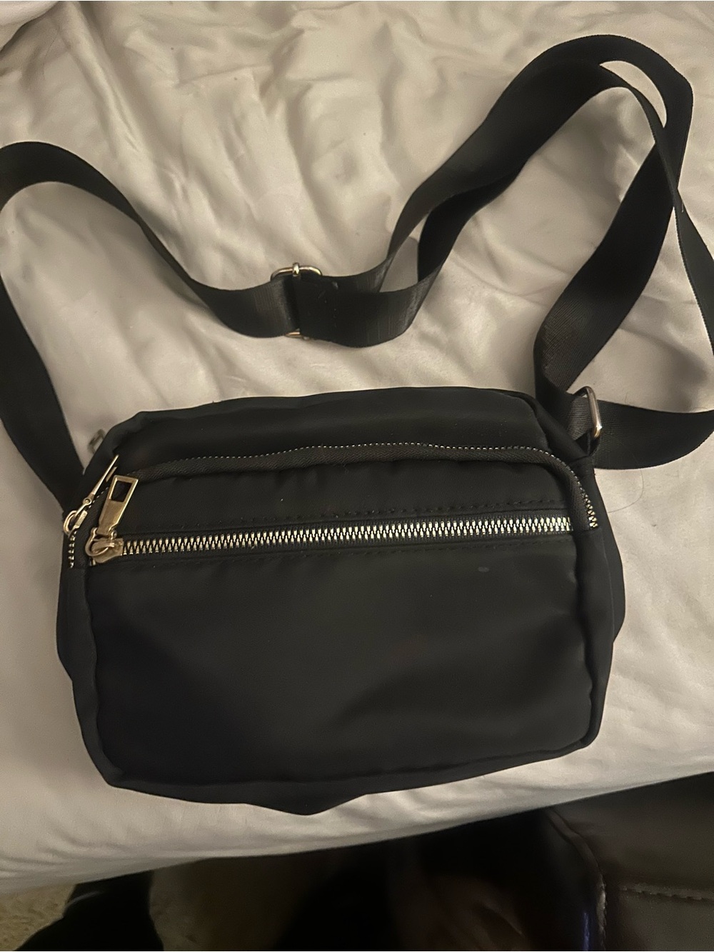 Black Men's Crossbody Bag with Front Zip Pocket